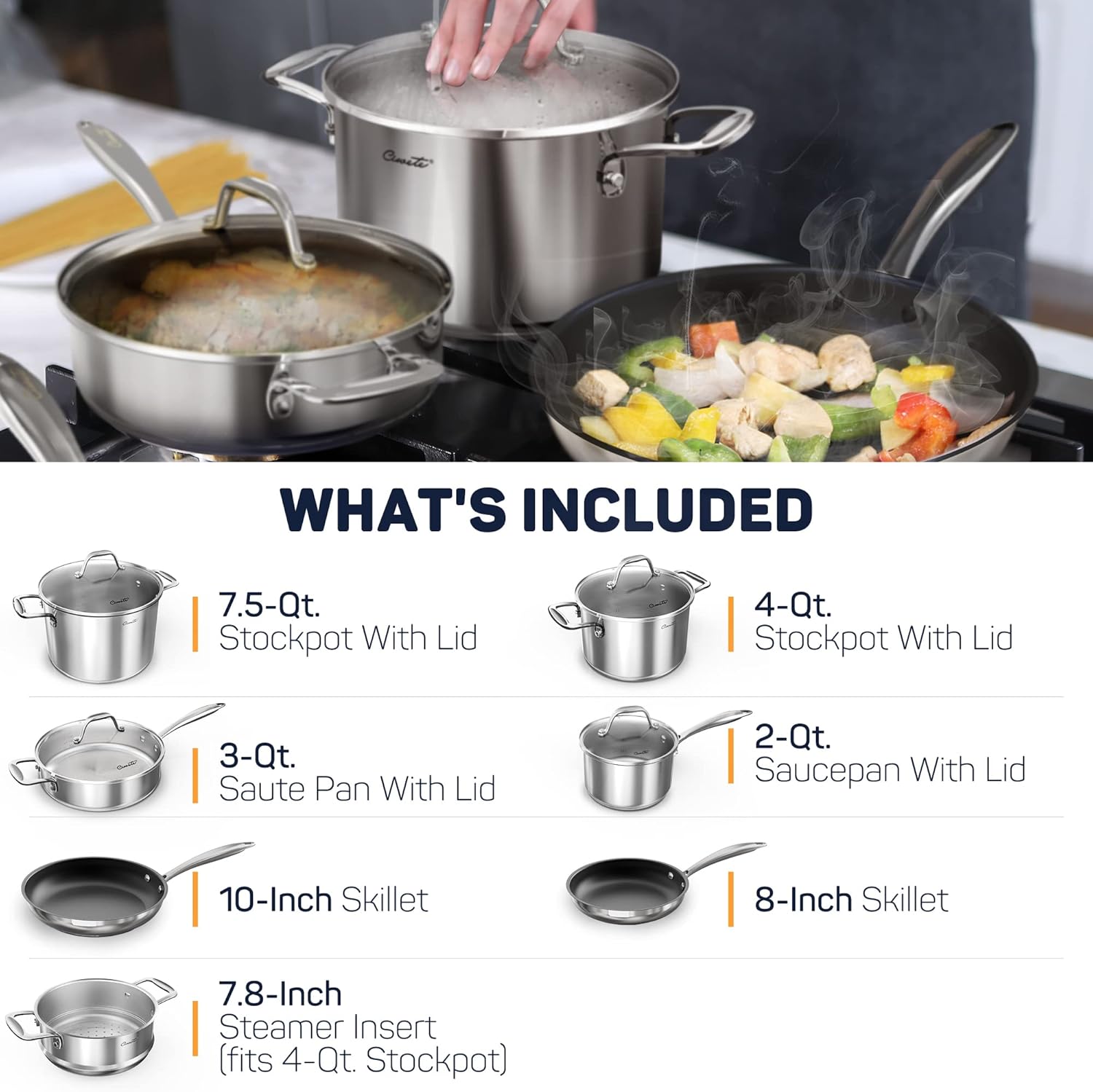 11pc Stainless Steel Cookware Set V373889