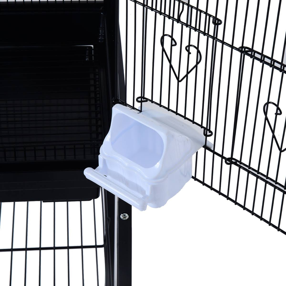 Black Metal Bird Cage with Rolling Stand N9743