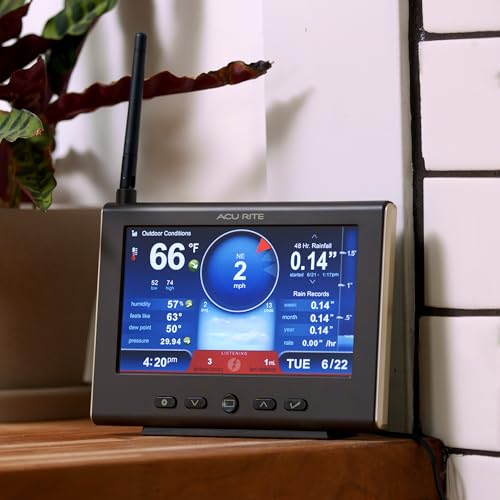 Weather Station with Rain Gauge, Wind Speed/Direction, Indoor Outdoor Thermometer, Wireless Outdoor Sensor, HD Display with Barometer V6619