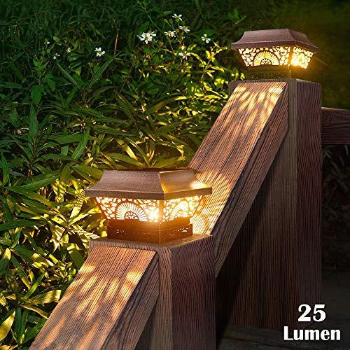 2 Pack Black Metal Solar Post Cap Lights Q37023