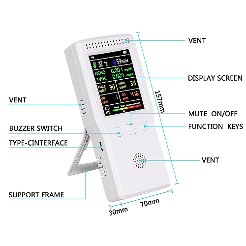 9-in-1 Portable Air Quality Monitor with Large Display and Voice Alert S5601