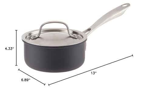 Black/Stainless Hard-Anodized Nonstick 1-Quart Saucepan with Cover A26286