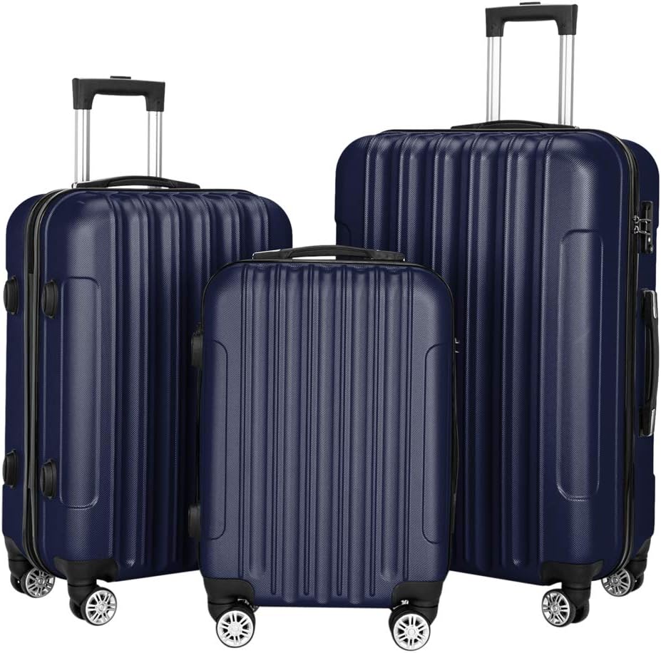 Navy Blue Hardshell Spinner Wheel Luggage 3 Piece Set X449847