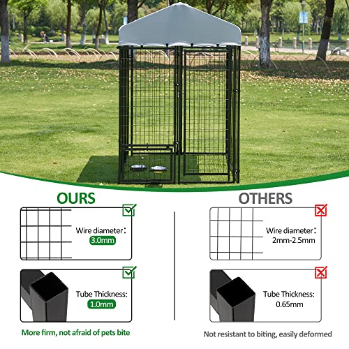 Large Dog Kennel Heavy Duty Welded Wire Steel Cage with Waterproof Cover (8x4x6 ft) A4482