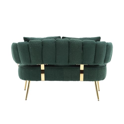 Beige Polyester 2-Seater Loveseat Sofa with Pillow P96608