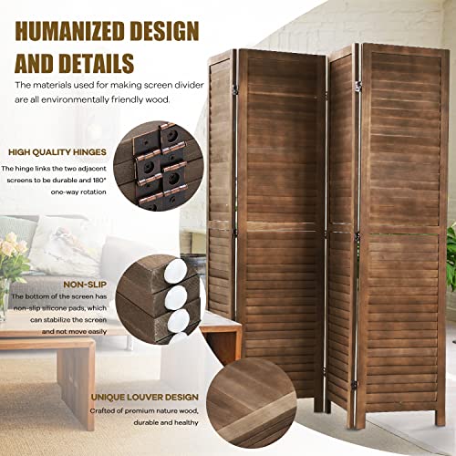 4 Panel 5.75FT Wooden Folding Room Divider R9421
