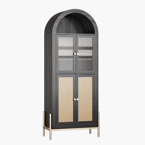 White Lotus 65.5 Inches Tall Storage Cabinet with Doors and Adjustable Shelves Q953