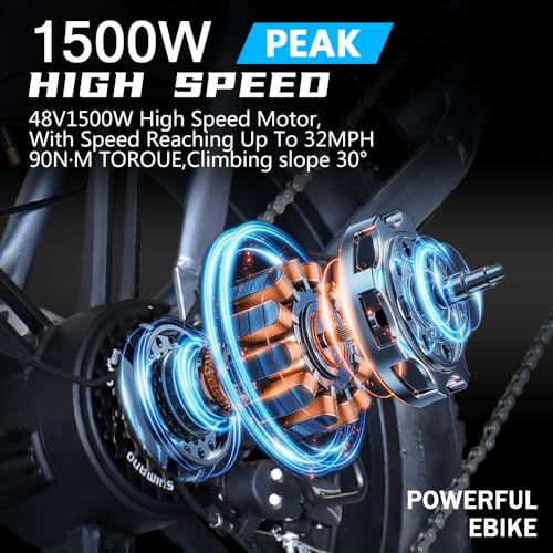 1500W Peak 20" Fat Tire Dual Suspension Electric Bike V117