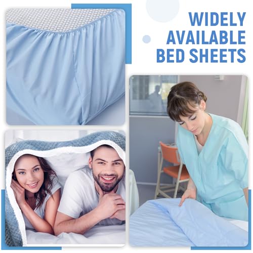 4 Pcs Hospital Bed Sheets Set, Soft Knitted Standard Sheets, Blue O75514