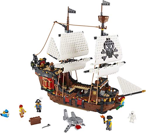 LEGO Creator 3 in 1 Pirate Ship Building Set, 4 Minifigures, Shark Toy, Ages 9+ N810