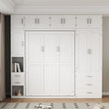 Twin Size Wood Murphy Bed with Storage Shelves and Drawers V339178