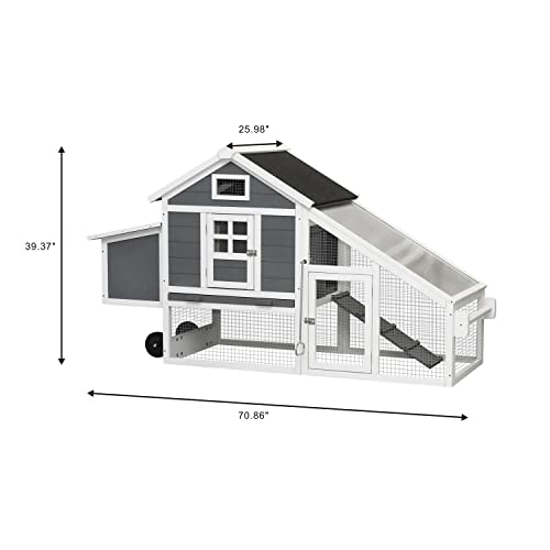 Large Wooden Chicken Coop with Wheels X489