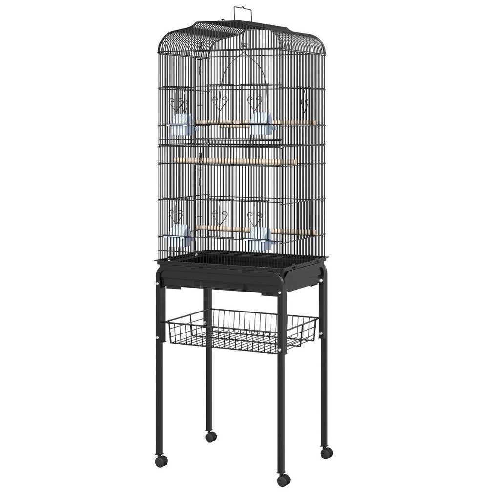 Black Metal Bird Cage with Rolling Stand N9743
