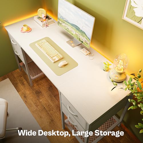 Rustic Brown 55 Inch Computer Desk with 4 Drawers and Mesh Shelf J565