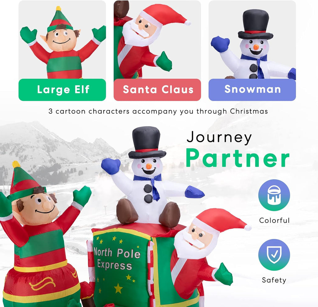 6ft Height Christmas Inflatable Santa Claus with Elf and Snowman Built-in LED Lights G8224