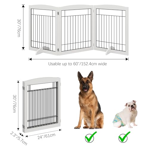 White 72" Extra Wide 30" Tall Wooden Dog Gate R692
