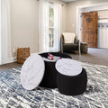 Black Round Coffee Table Set of 2 Nesting Storage Ottoman Velvet Fabric R958241