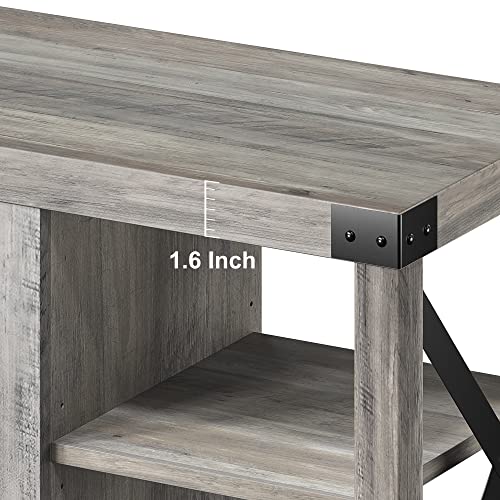 60 Inch TV Stand with Storage and Adjustable Shelves (Grey) J2017