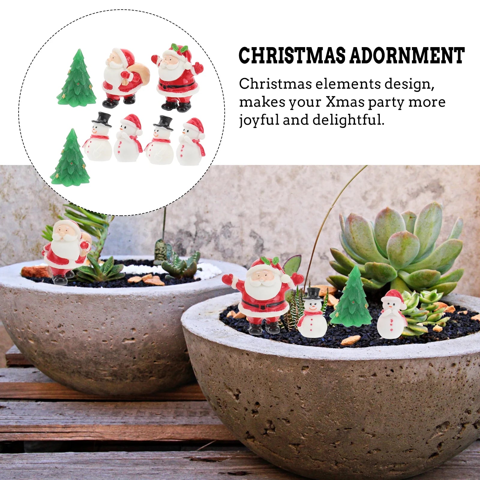8pcs Mini Resin Snowman Elk Figurines P55601