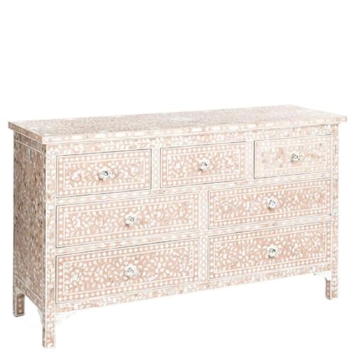 Pink Gray Hand Painted Wooden Chest of Drawers E3906