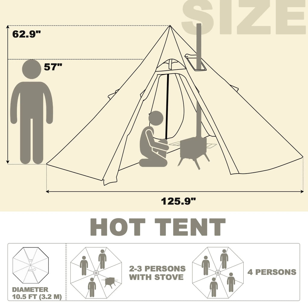 4 Person Canvas Tent with Stove Jacket I158