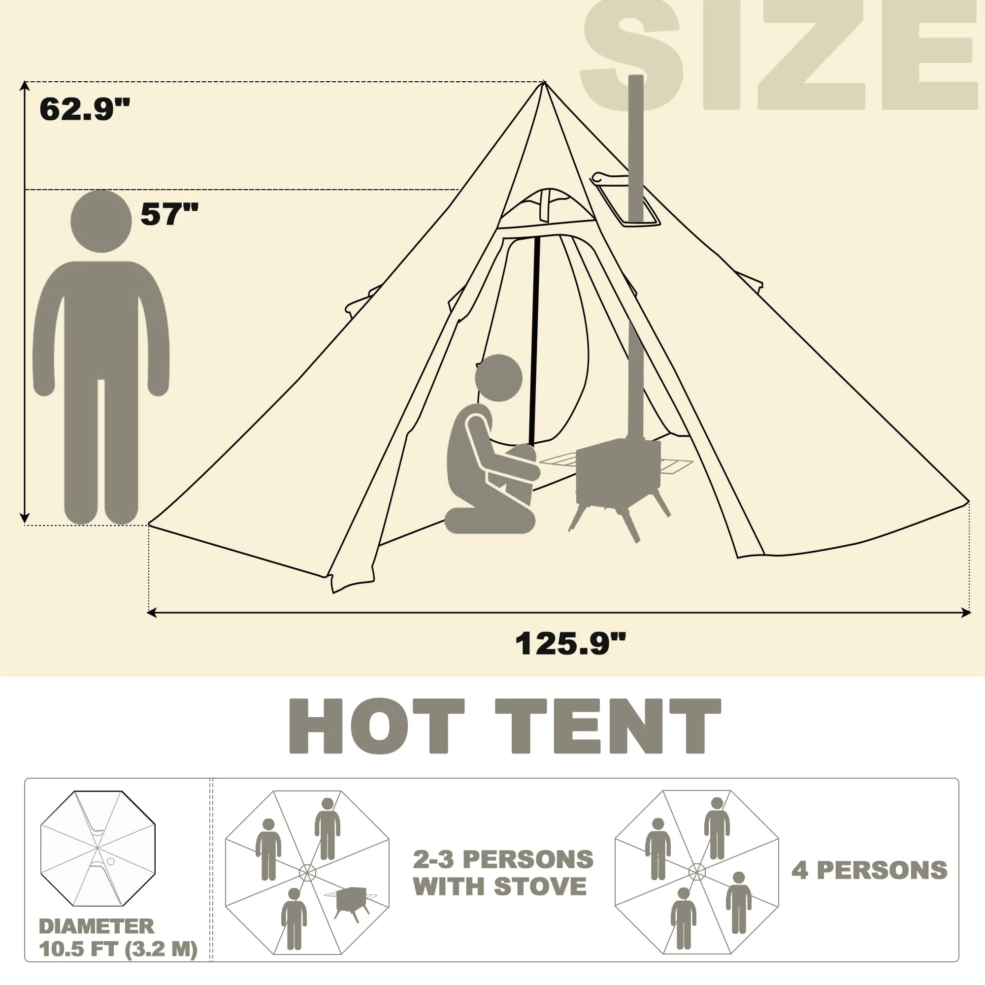 4 Person Canvas Tent with Stove Jacket I158