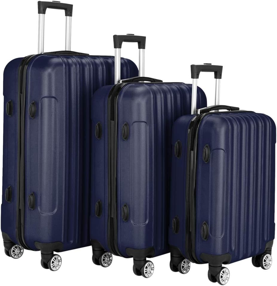 Navy Blue Hardshell Spinner Wheel Luggage 3 Piece Set X449847