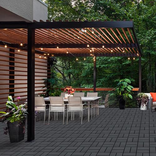 12 PCS Dark Grey 12"x12" Plastic Interlocking Deck Tiles B8852