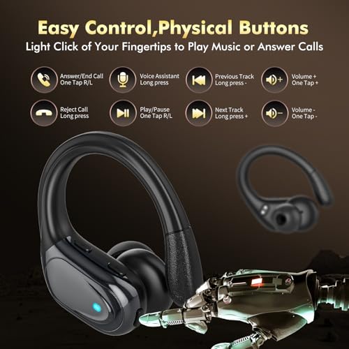 Black Wireless Earbuds with LED Display, IPX7 Waterproof R116