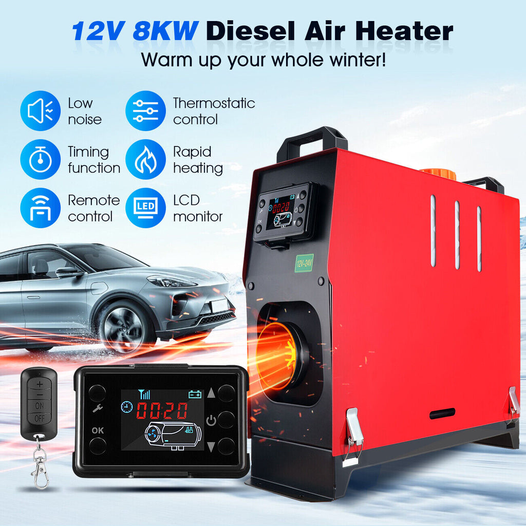 2Pcs 8KW 12V Air Diesel Heater with LCD Switch U389