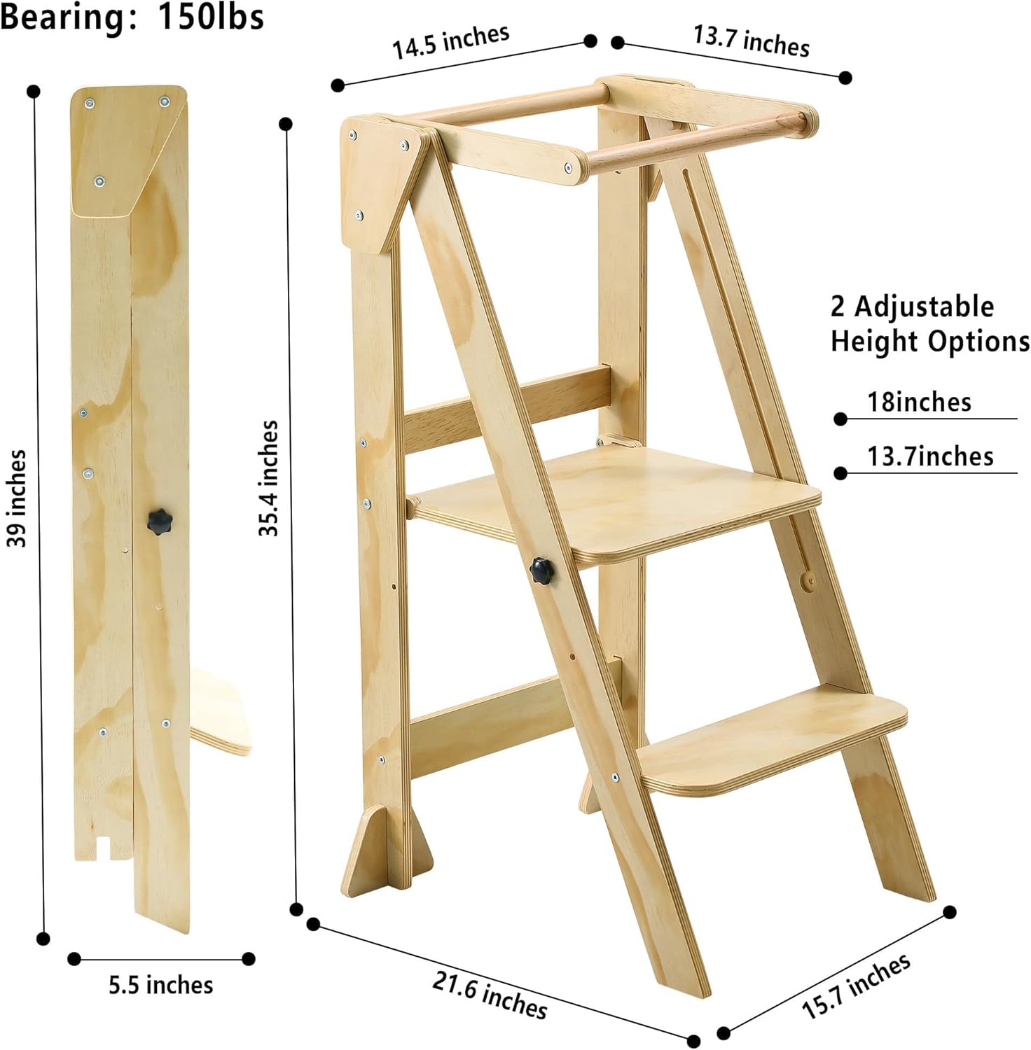 Folding Wooden Toddler Step Stool Q655769