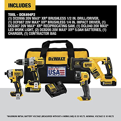 20V MAX XR Cordless Drill Combo Kit, 4-Tool U976090