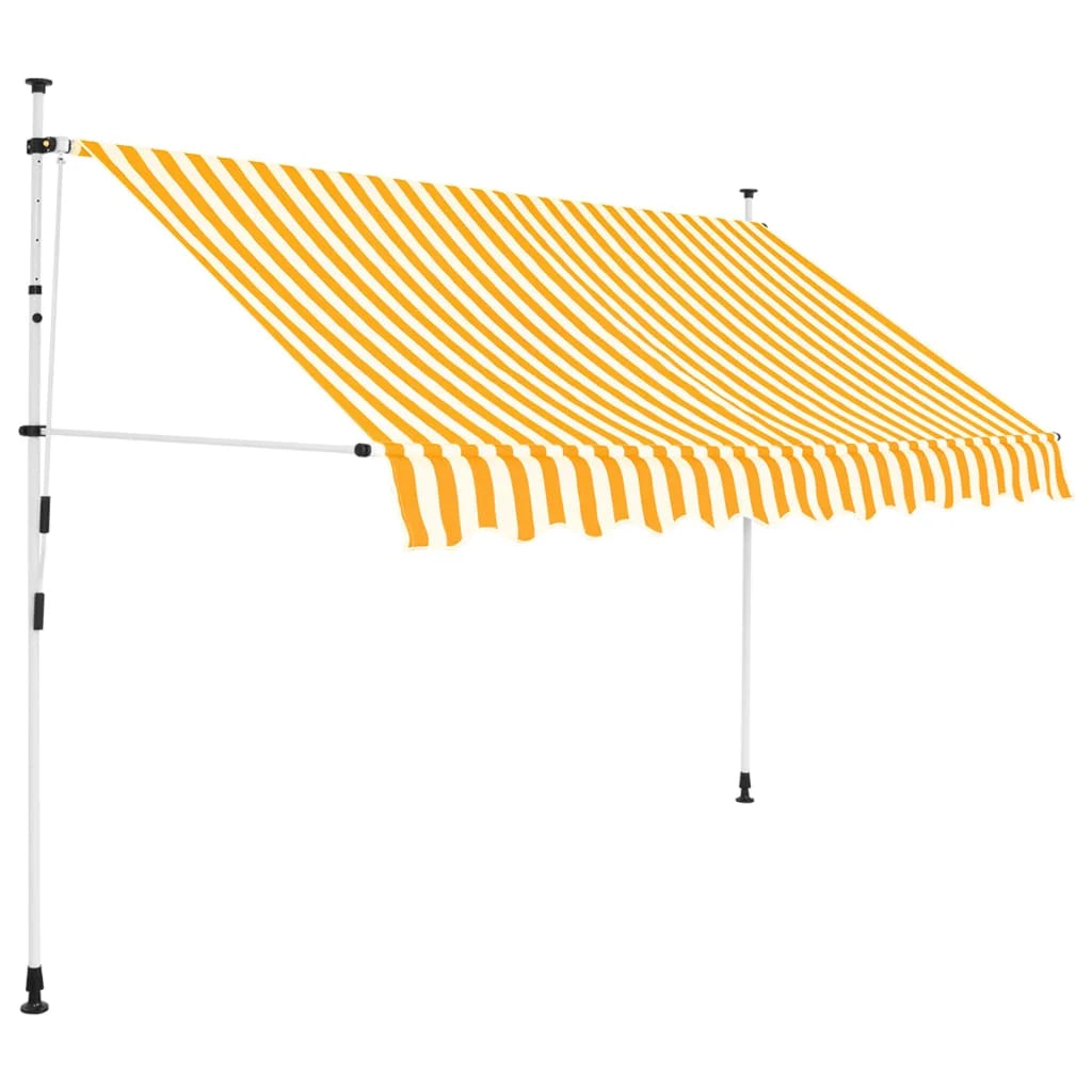 Manual Retractable Awning 118.1" Yellow and White Stripes M160075