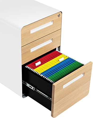 White/Orange 3 Drawer Metal File Cabinet X654714