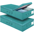 Cyan Blue Underbed Storage Containers with Lids (2pcs) Large Foldable C169944
