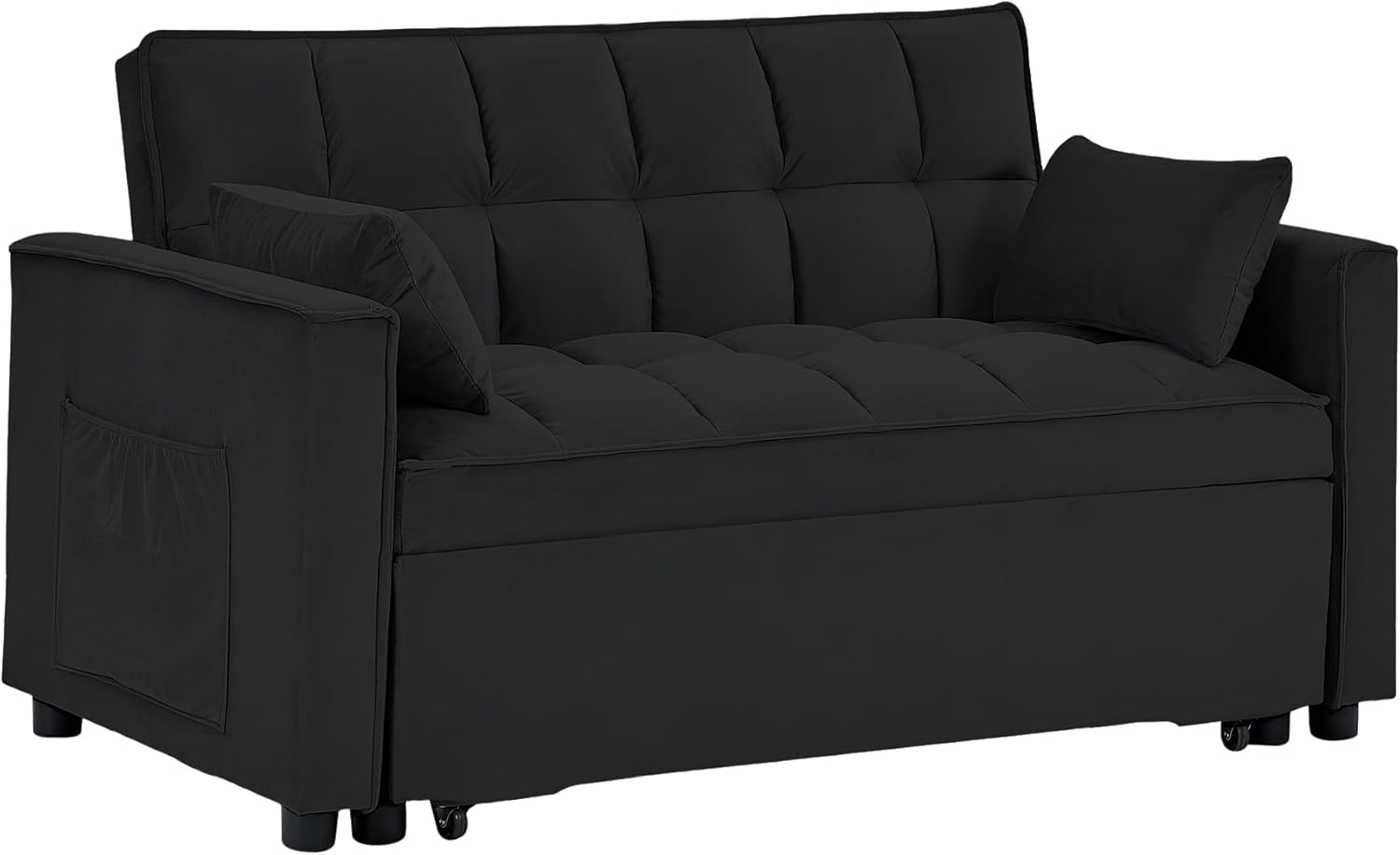 55" Full Size Velvet Convertible Futon Sofa Bed with Pullout Bed F7244
