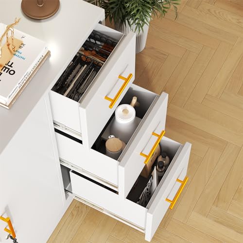 Large Metal Sideboard Buffet Cabinet with 2 Doors and 3 Drawers P536165