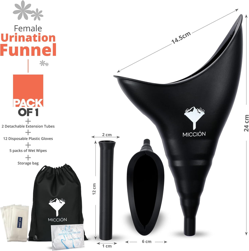 Female Urinal - Leakproof Pee Cup for Women - Reusable & Hygienic Portable Urinal Funnel, Jet Black R173540