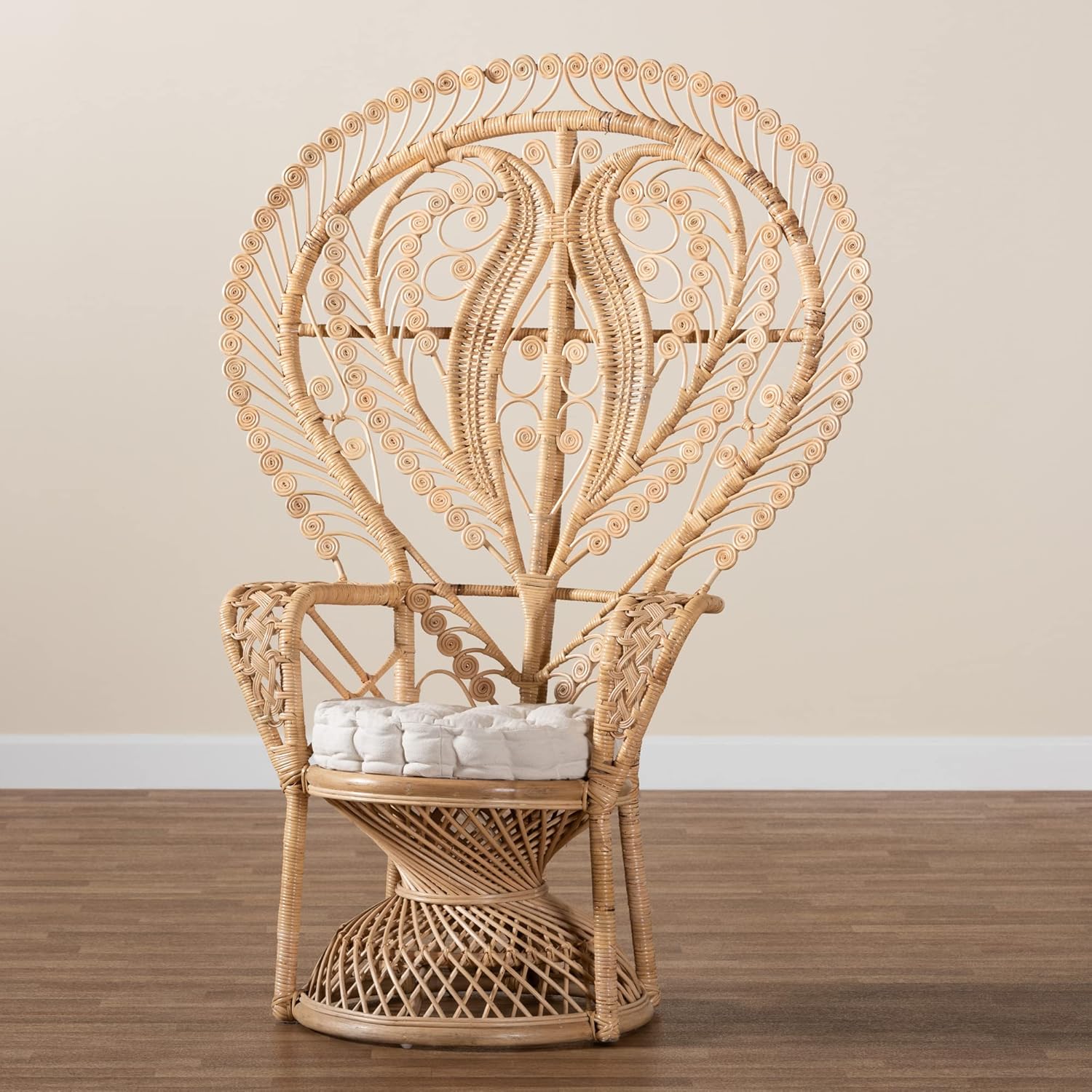Oversized Natural Rattan Peacock Chair X205780