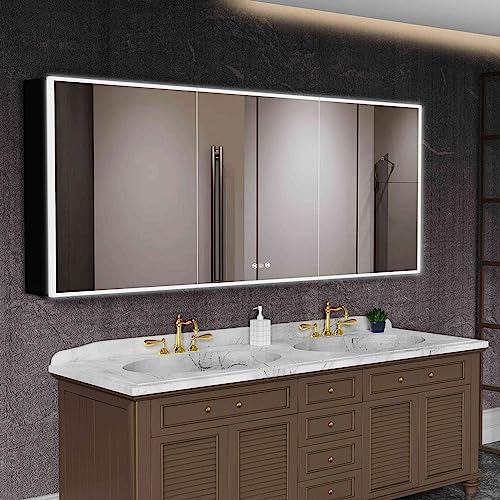 48”W x 30”H Wall Mounted LED Medicine Cabinet Mirror with Double Doors L485630