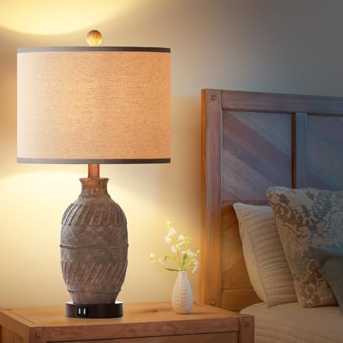 Set of 2 Dimmable Touch Control Table Lamps with USB Ports and AC Outlet S68798