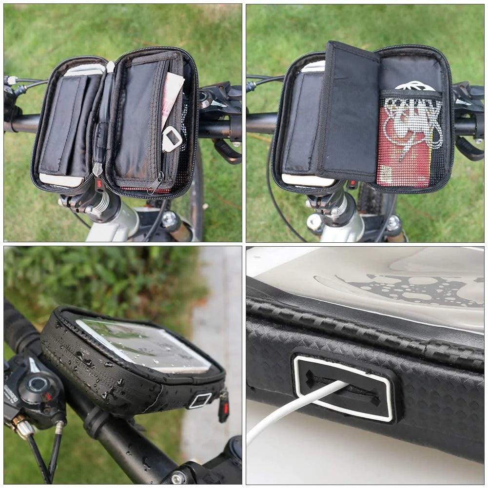 Bike Phone Mount Handlebar Bag Anti-shake Waterproof with 360° Rotation J9340