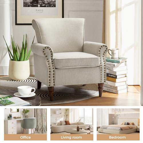 Accent Chairs Set of 2 with Wood Legs & Removable Cushion, RED N15814