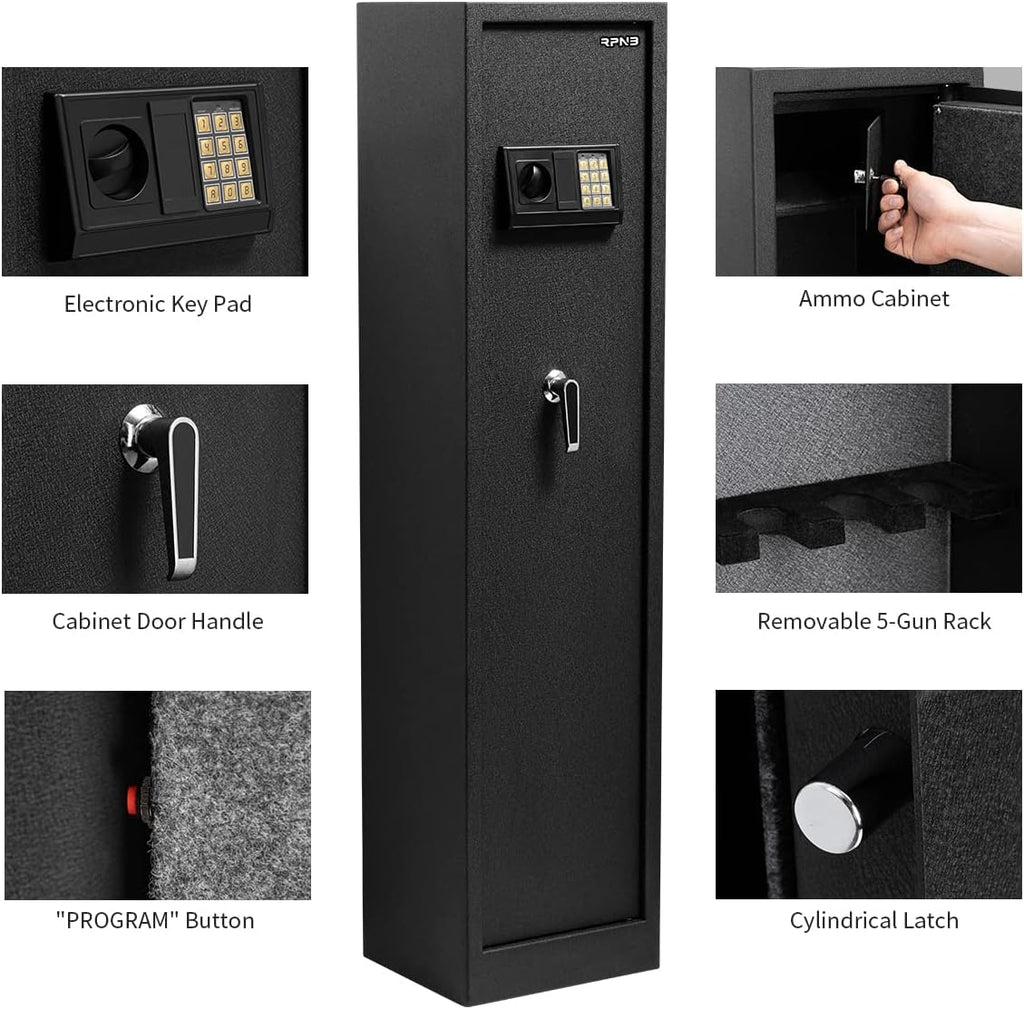 5-Gun Large Metal Rifle Gun Security Cabinet O5358