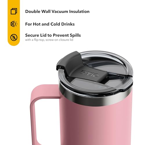 20 oz Stainless Steel Vacuum-Insulated Travel Mug with Lid and Handle Y47115