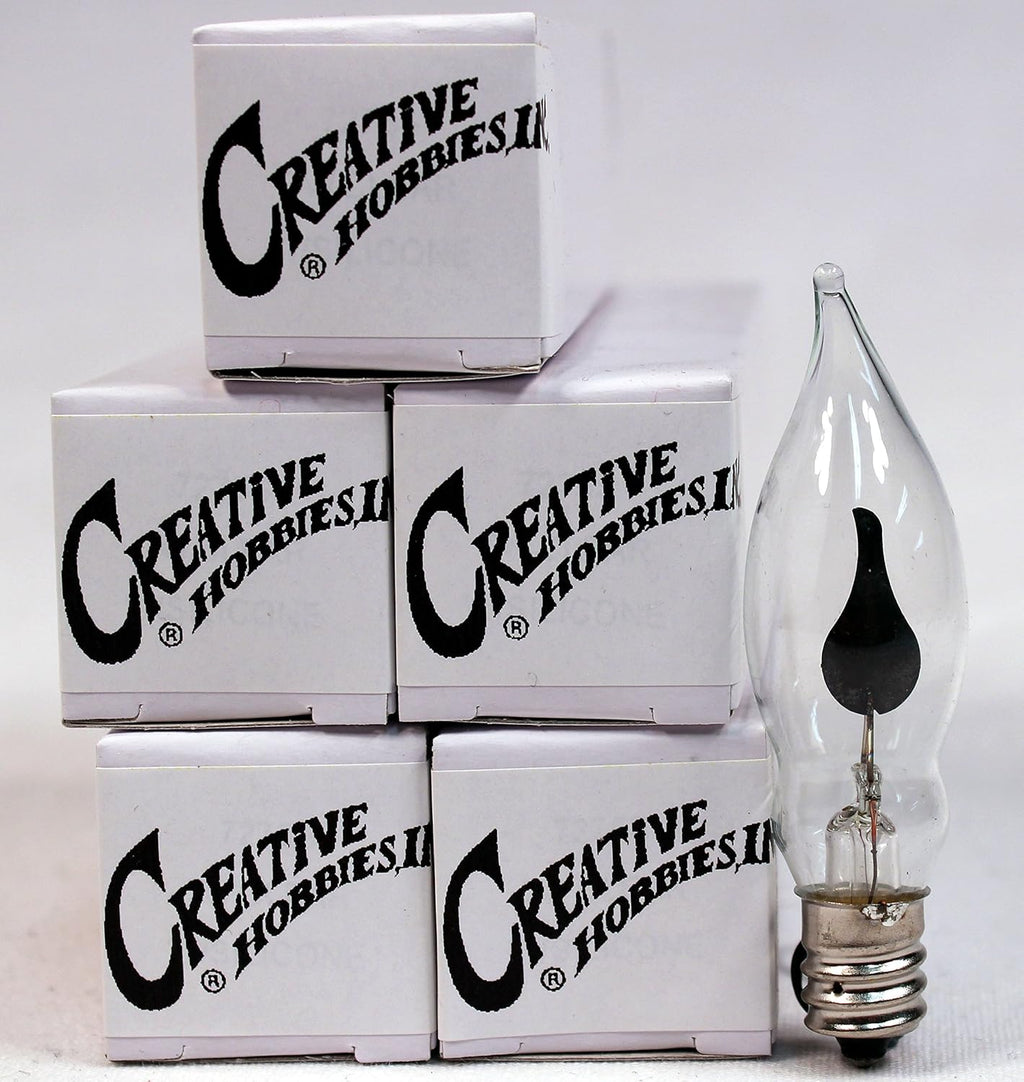 3 Watt 130 Volt E12 Candelabra Base Flame Shaped Nickel Plated Base Flicker Flame Light Bulb Box of 10 E66900