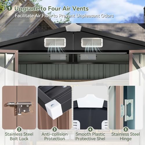 6.2x4 FT Metal Garden Storage Shed B32485