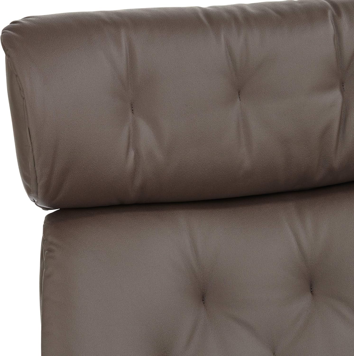 Chocolate Tufted Faux Leather Swivel Recliner and Slanted Ottoman R871