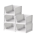 Stackable Plastic Storage Basket (5 * 5L) (White, Large) O276