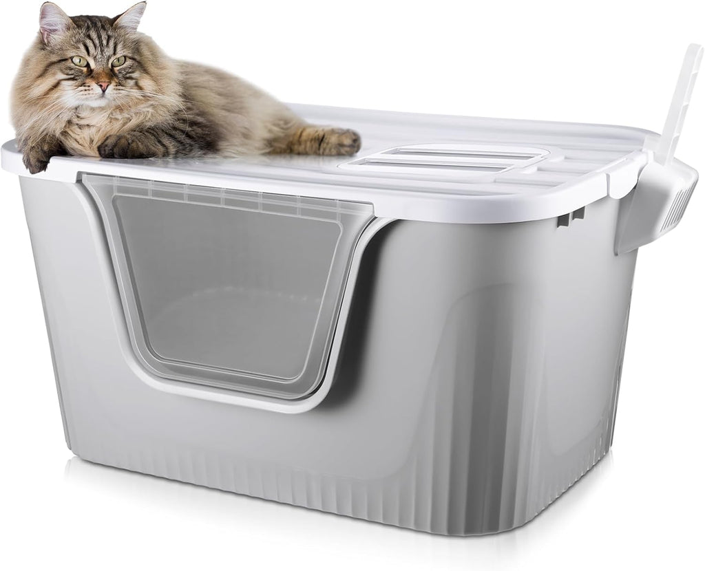Extra Large Enclosed Cat Litter Box with Scoop Front Entry G82870